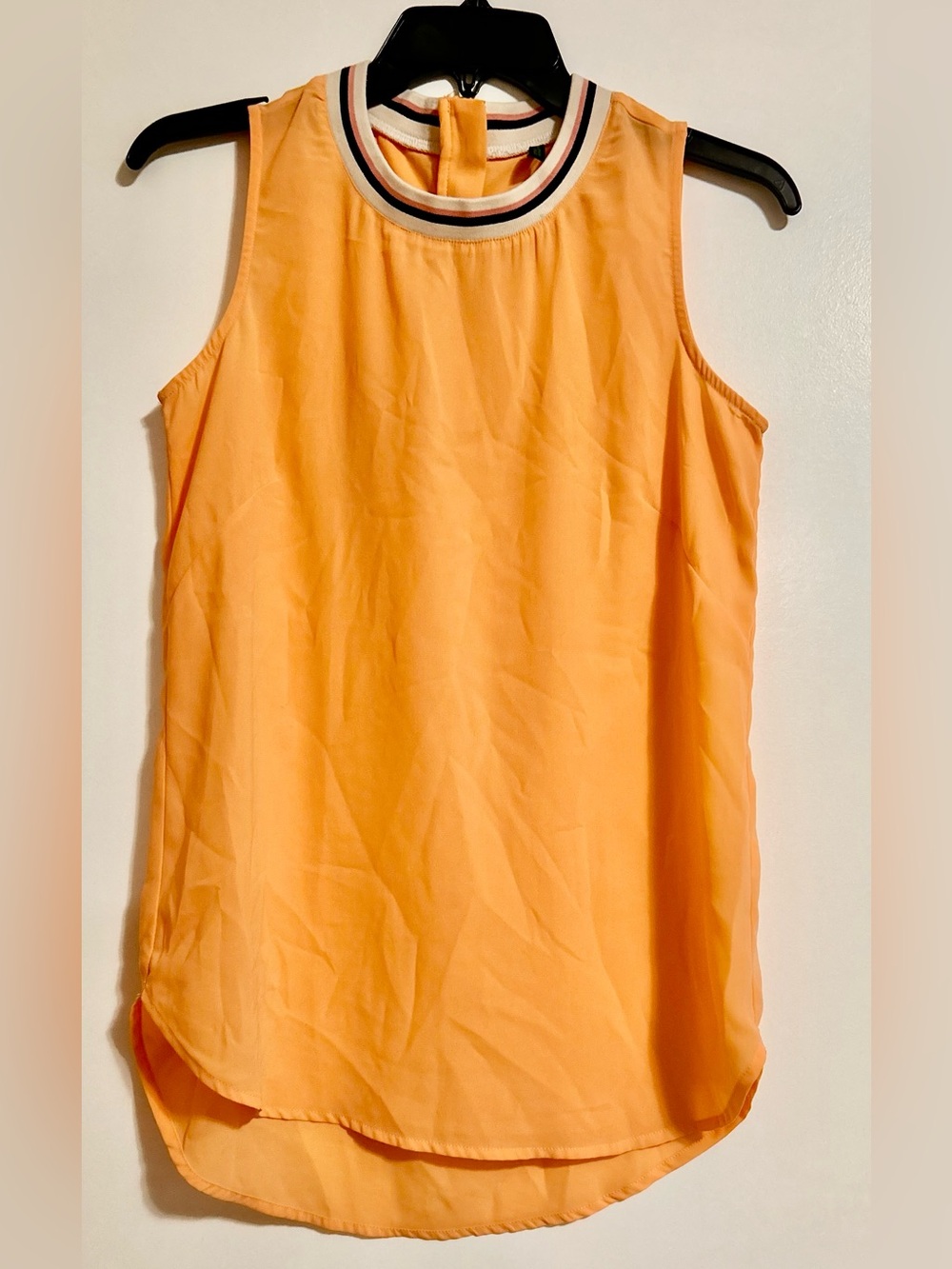 United Colors Of Benetton Bright Orange Sleeveless Camisole with Striped Collar
